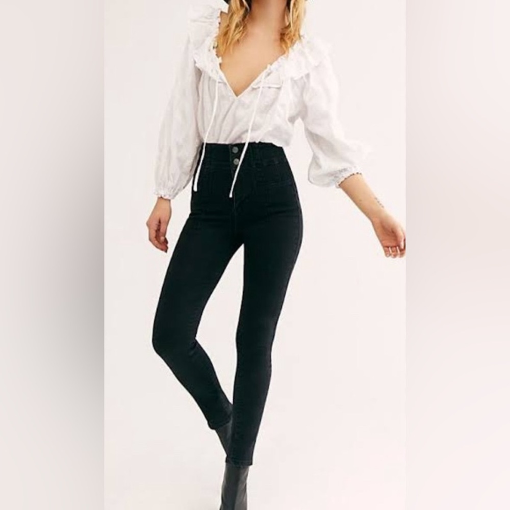 FREE PEOPLE black Jeans skinny ultra high waisted women size 29